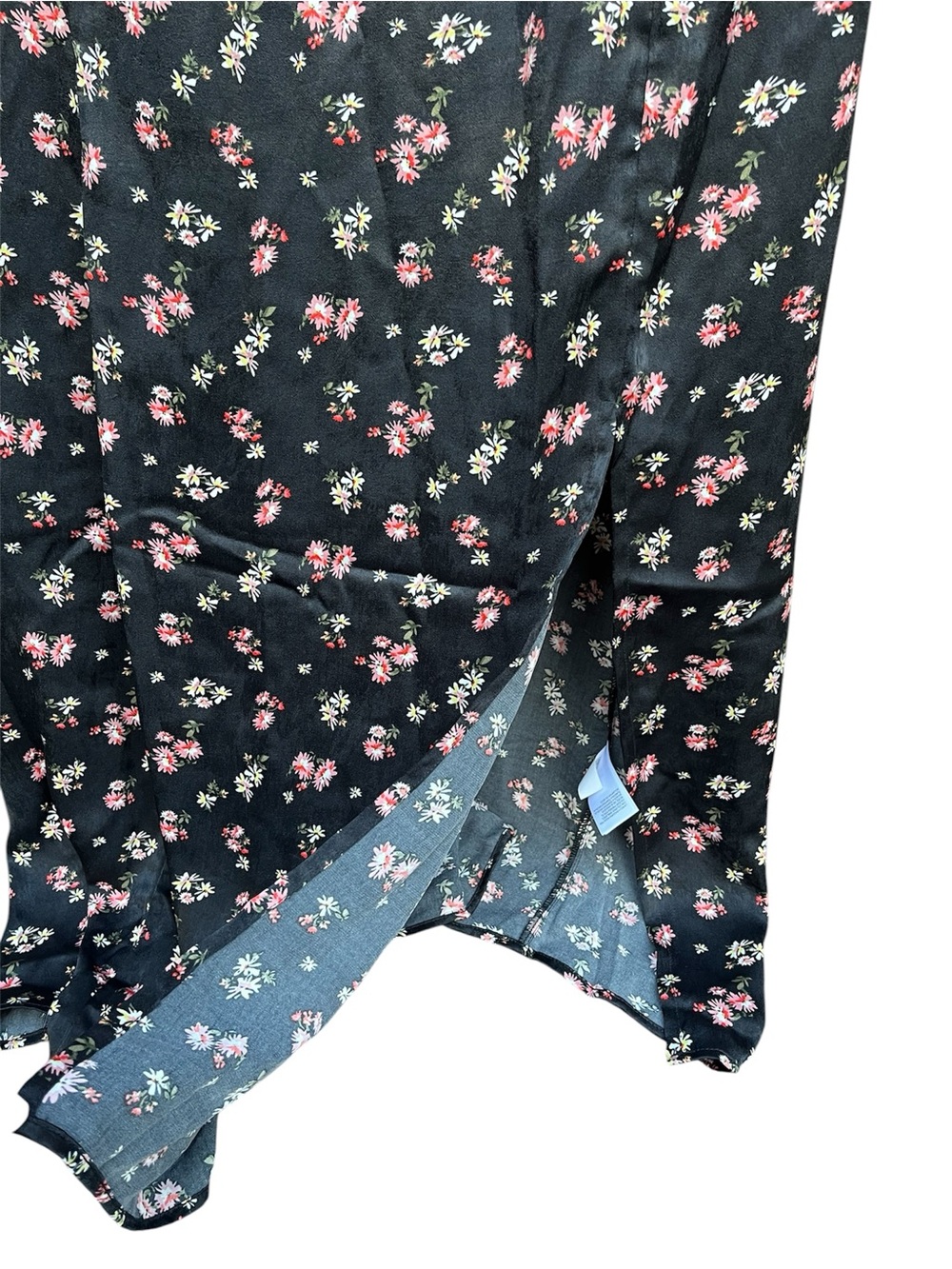 NWT Lucky Brand Black Floral Flutter Sleeve Midi Dress Boho Front Slit Size XL - Picture 8 of 14